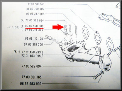 Raccord de dépression pour tuyau de servofrein – Renault 16 TX, TS – OEM 0608568600