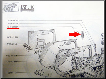 Water hose connection in water pump – Renault 16 – OEM 7700522094