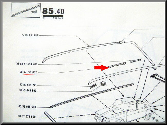 Moulure droite – Renault 16 TS – OEM 0857721807