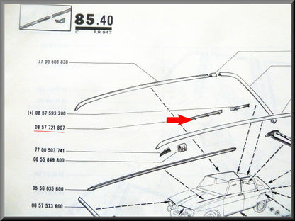 Moulure droite – Renault 16 TS – OEM 0857721807