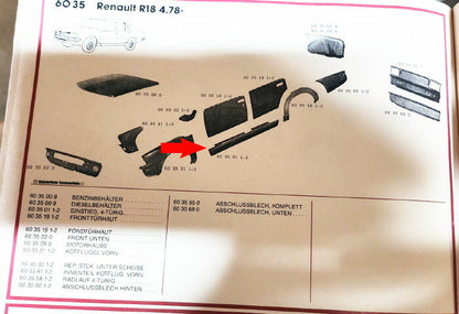 Longeron gauche – Renault 18 – OEM 603501 – NOS