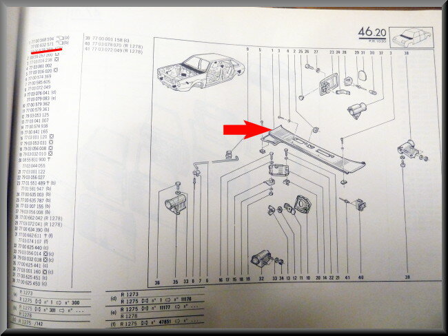 Paravent – Renault 20 - Renault 30 – OEM 7700568594 – NOS