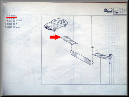 Tôle de blindage avant droit – Renault 14 – OEM 7700587129 – NOS