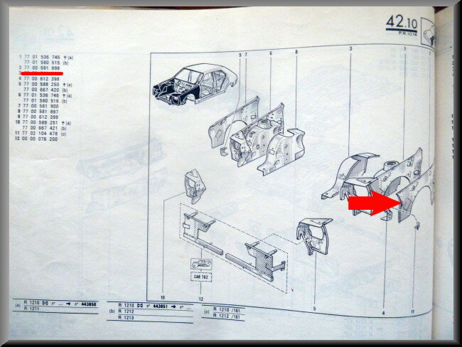 Doublure d'aile avant gauche – Renault 14 – OEM 7700581898 – NOS