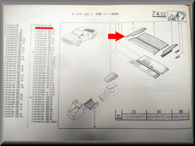 R20-R30 Trunk lining right-grey.
