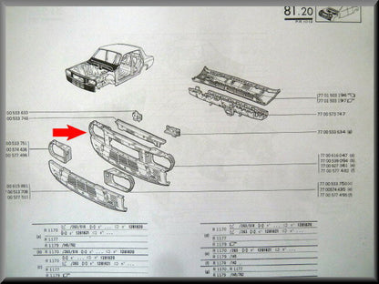Face avant – Renault 12 nouveau modèle – OEM 7700627361 / 7700616047