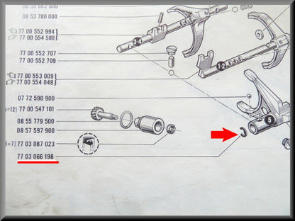 Bague d'arrêt 5ème vitesse – Renault 16 – OEM 7703066198
