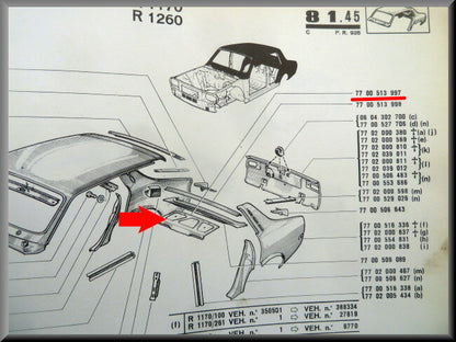 Kofferbak plaat  – Renault 12 – OEM 7700513977 – NOS