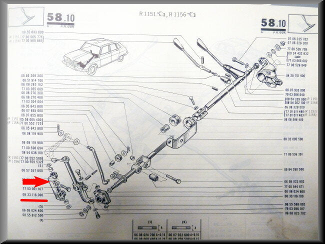 Pièce de mécanisme de changement de vitesse – Renault 16 – FEO 0833116000