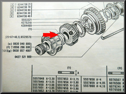 Rondelle de réglage pignon (3,70 mm) – Renault 12 – Renault 16 - OEM 0555785200