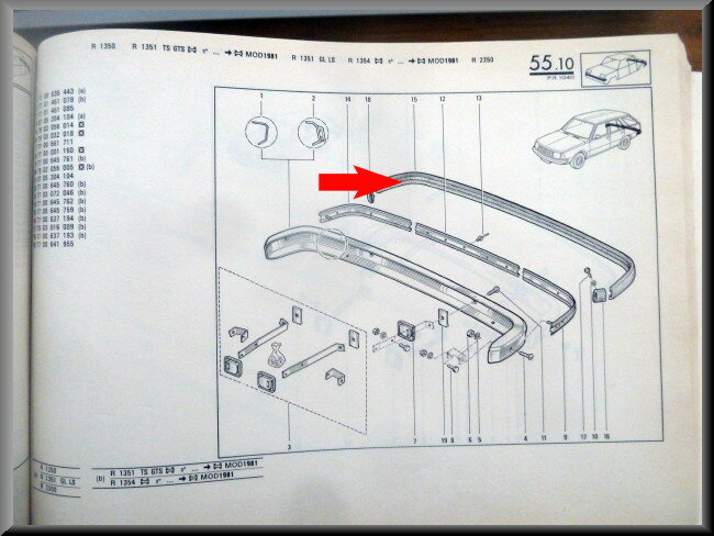 Bandeau de pare-chocs – Renault 18 Break – OEM 7700645759 – NOS
