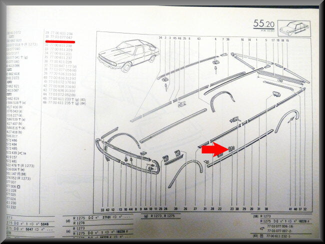 Agrafe de baguette décorative – Renault 20 - Renault 30 – OEM 7703077047 – NOS