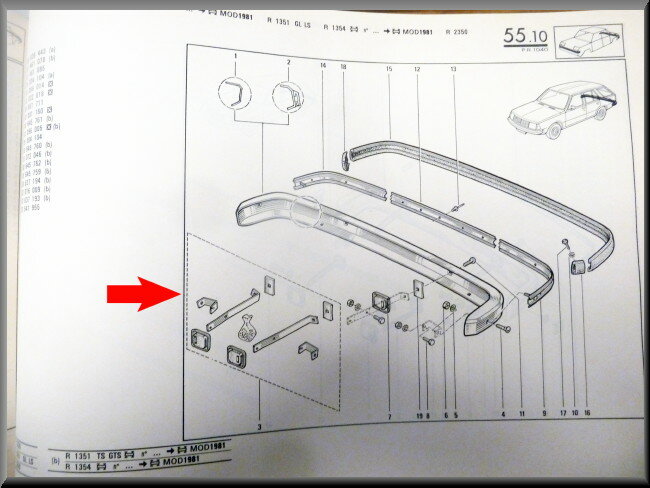 Kit de montage de pare-chocs arrière – Renault 18 – OEM 7701461085 – NOS