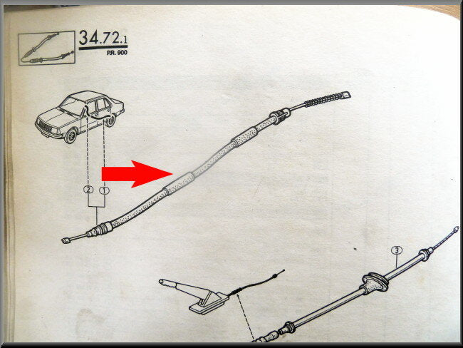 Câble de frein à main arrière droit – Renault 18 – OEM 7704002227 – NOS