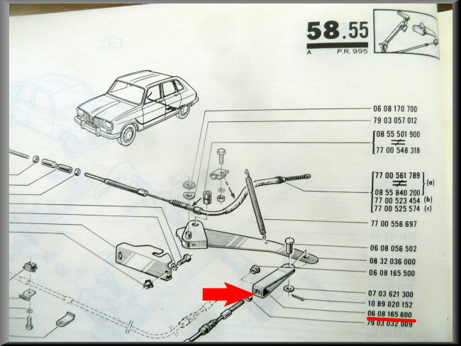 Câble principal de frein à fourche – Renault 16 – OEM 0608165600