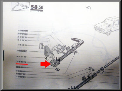 Unité de frein à main – Renault 16 TX et TL-TS (types ultérieurs) – OEM 7701453112