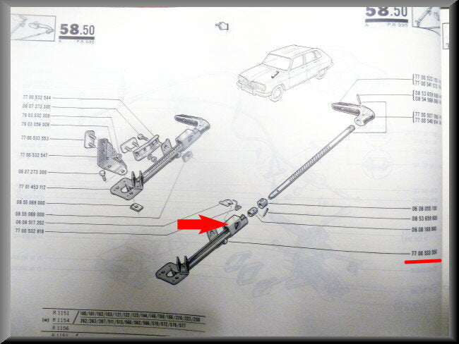 Support de frein à main – Renault 16 – OEM 7700533556