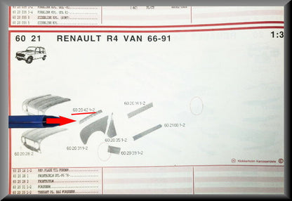 Bande de montage aile avant droite – Renault 4 – OEM 602042 / 1100506043 – NOS