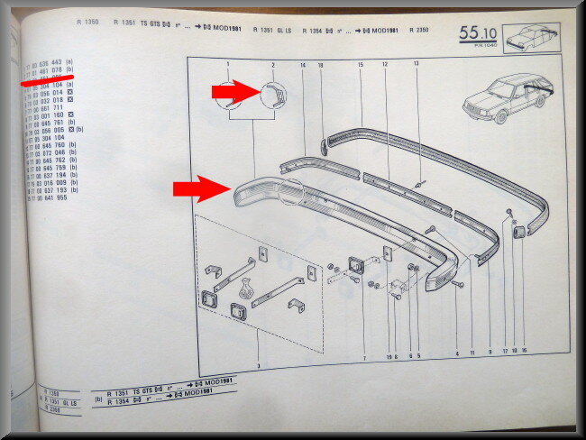 Pare-chocs arrière avec bande en caoutchouc – Renault 18 – OEM 7701461078 – NOS