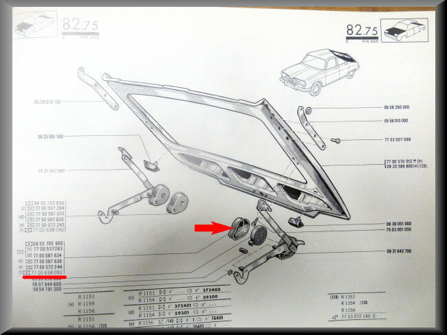 Cache de charnière de hayon arrière gauche (Noir) – Renault 16 – OEM 7700638091