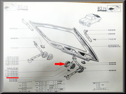 Cache de charnière de hayon arrière gauche (Noir) – Renault 16 – OEM 7700638091