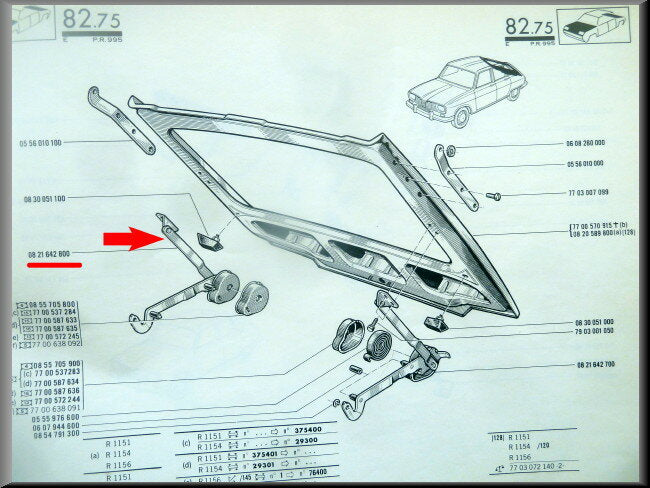 Charnière de hayon droite – Renault 16 – OEM 0821642800