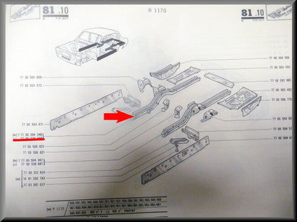 Longeron arrière droit – Renault 12 – OEM 7700504348 – NOS