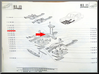 Dwarsbalk voorzijde  – Renault 12 – OEM 7700504614 – NOS