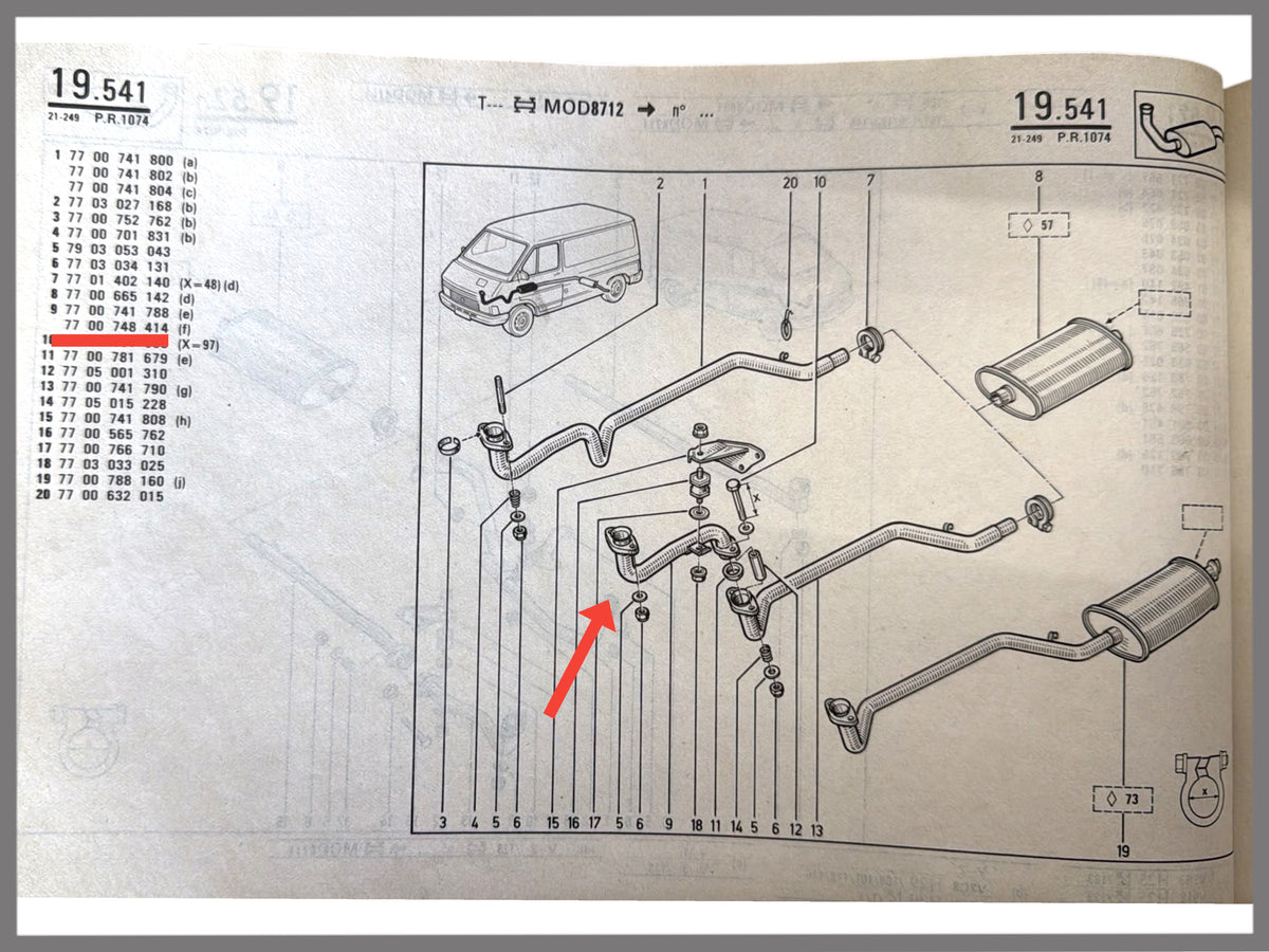 Exhaust flame tube - Renault Trafic - OEM 7700748414 / 7700741788