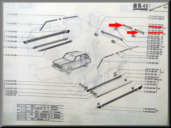Decorative strip tailgate - Renault 6 - OEM 7700510109 - NOS