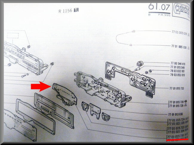 Compteur kilométrique – Renault 16 TL – OEM 7701015730