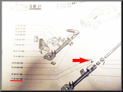 Veertje blokkeerpal handrem – Renault 16 – OEM 7700532818