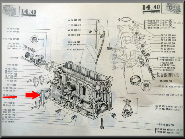 Pakking afdekplaatje motorblok – Renault 16 – OEM 0857659300