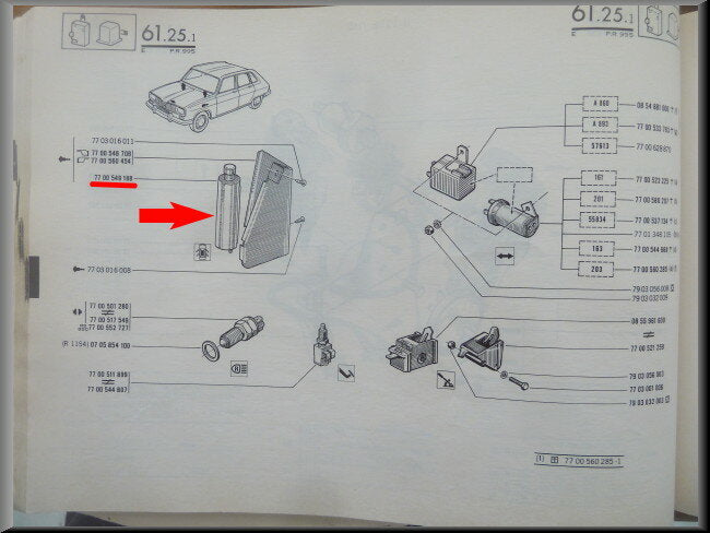 Contacteur de verrouillage de porte – Renault 16 TX (premier type) – OEM 7700549188