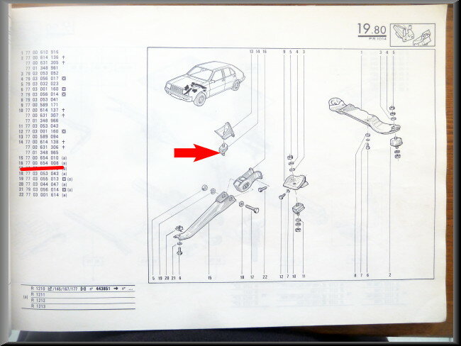 Steering arm support – Renault 14 – OEM 7700654008 – NOS