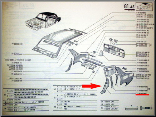 Slotplaat links  – Renault 12 – OEM 7700506627 – NOS