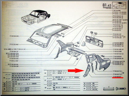 Slotplaat links  – Renault 12 – OEM 7700506627 – NOS