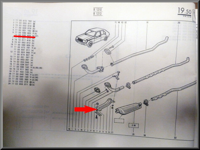 Exhaust support – Renault 14 – OEM 7700590404A – NOS
