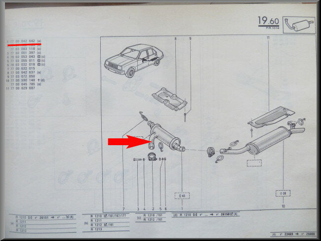 Silencieux d'échappement – Renault 14 – OEM 7700642642