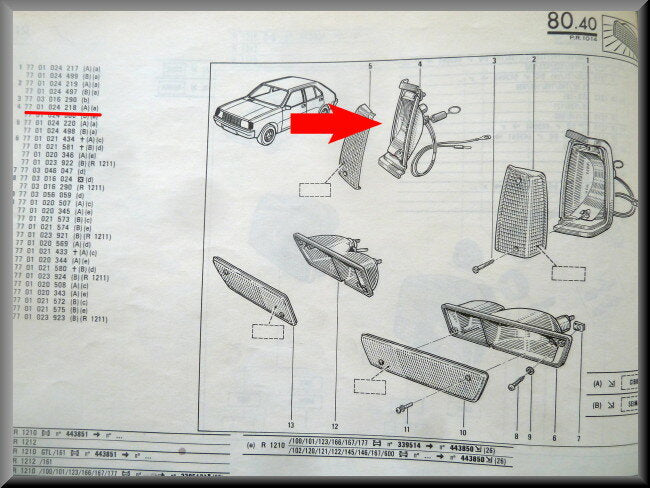 Unité clignotant droit Cibie – Renault 14 – OEM 7701024218 – NOS