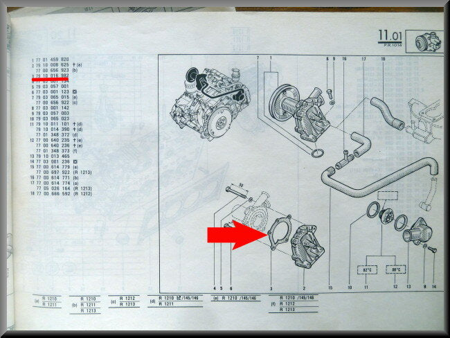 Joint de pompe à eau – Renault 14 – OEM 7910016982 – NOS