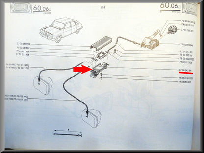 Mécanisme de réglage des phares – Renault 16 TL-TS-TX type 1 – OEM 7700543994
