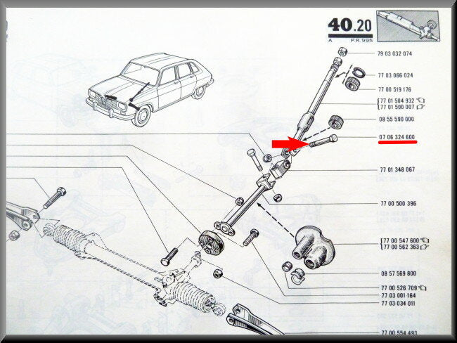 Vis de biellette de direction M10 – Renault 16 – OEM 0608706902 / 0706327600