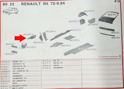 Wielkast plaat voorzijde links – Renault 5 – OEM 602242