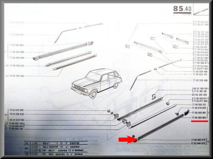 Baguette de finition longeron gauche – Renault 6 – OEM 7700565965 – NOS