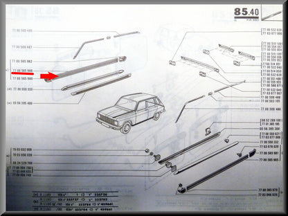 Trim strip, right side beam – Renault 6 – OEM 7700565966 – NOS