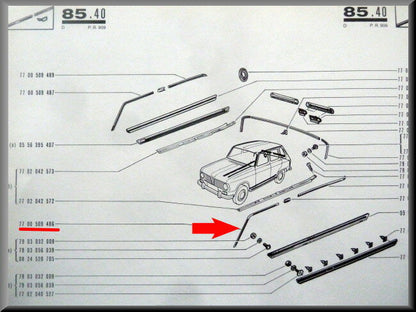 Baguette de toit avant gauche – Renault 6 – OEM 7700509486