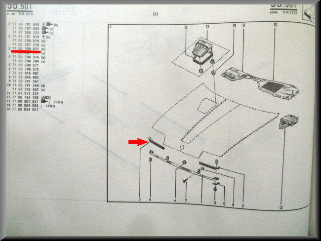 Caoutchouc capot moteur – Renault 19 – OEM 7700790871