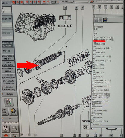 Arbre secondaire – Renault 5 - Renault 19 – OEM 7700731109