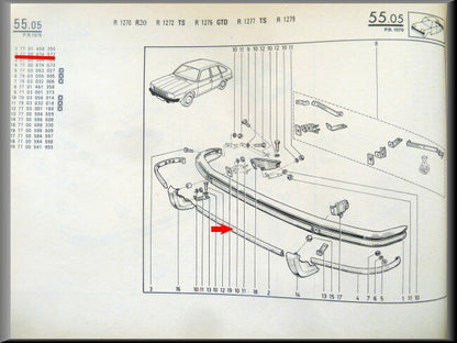 Bandeau de pare-chocs central avant – Renault 20 - Renault 30 – OEM 7700674572 – NOS